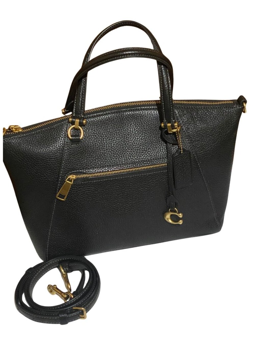 Coach Bella Small Satchel Black Pebbled Leather